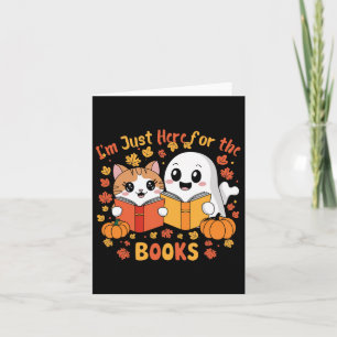 Carte Cute Chat Et Fantôme Lecture Halloween Livres Scèn