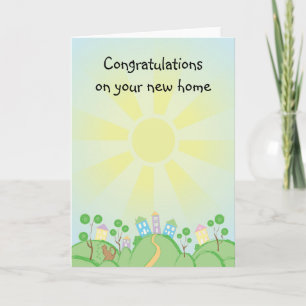 Carte Cute chat et maison Nouvelle maison