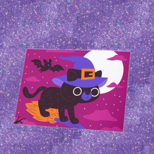 Carte Cute chat noir Halloween