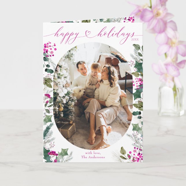 Carte Cute Chic Photo Joyeuses Fêtes (Orchidée)