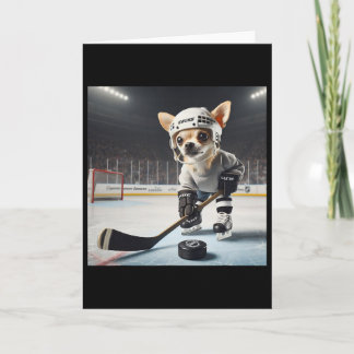 Carte Cute Chihuahua sur glace pour hockey et fan de Chi