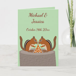 Carte Cute Chipmunks Mariage de automne personnalisé