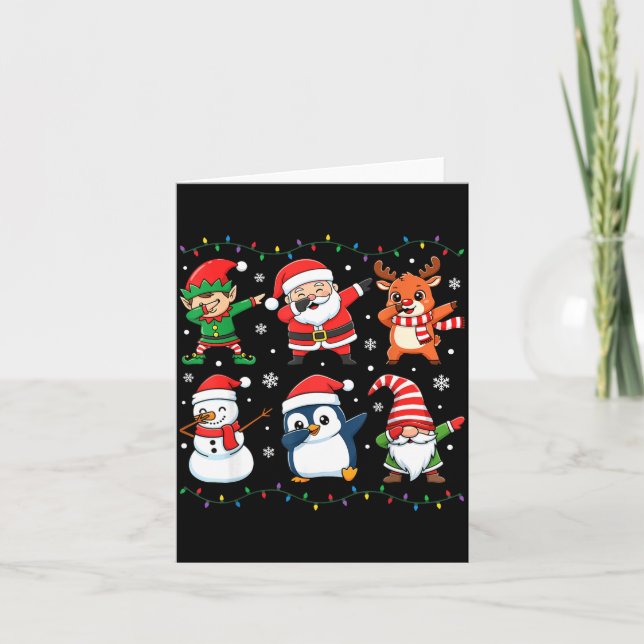 Carte Cute Christmas Dabbing Santa Elf Reindeer Boys Gir (Devant)
