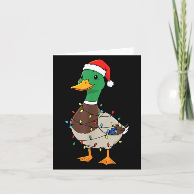 Carte Cute Christmas Duck Mallard With Xmas Lights  (Devant)