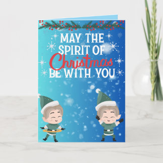 Carte Cute Christmas Elf Duo Holiday Greeting