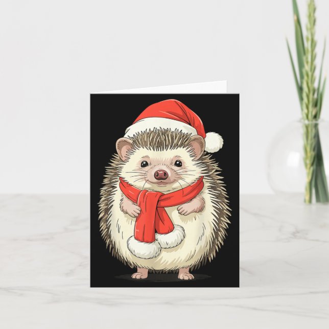 Carte Cute Christmas Hedgehog Santa  (Devant)