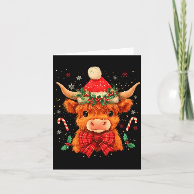 Carte Cute Christmas Highland Cow Mooey Xmas Heifer Sant (Devant)