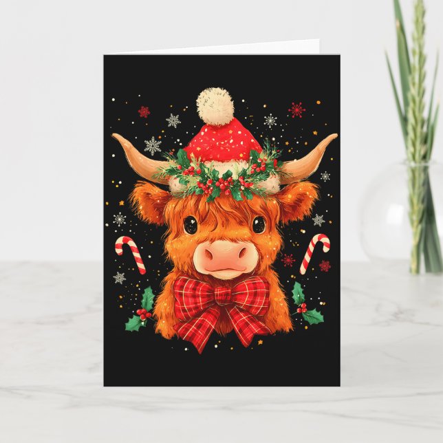 Carte Cute Christmas Highland Cow Mooey Xmas Heifer Sant (Devant)