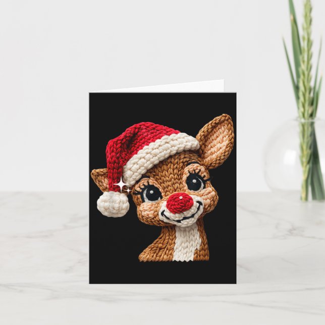 Carte Cute Christmas Reindeer Crocheting Funny Gift Men, (Devant)