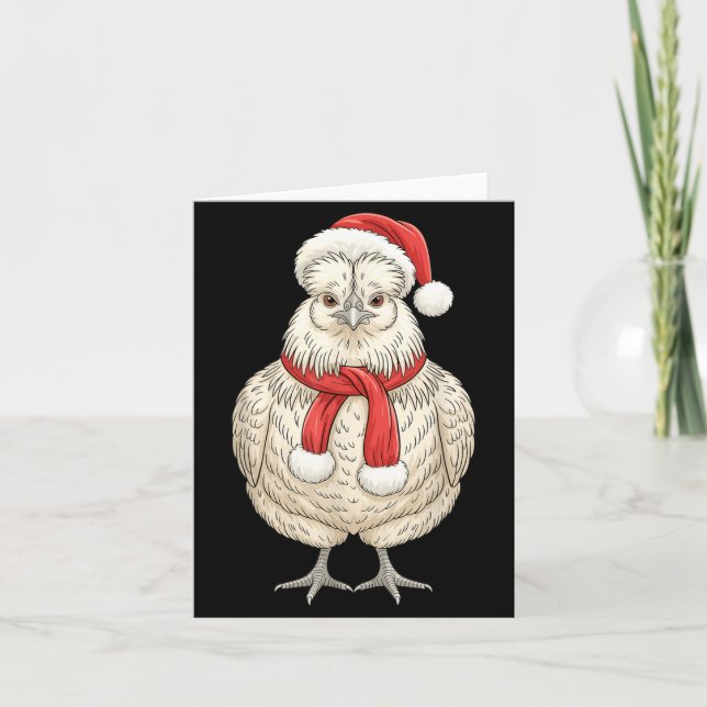 Carte Cute Christmas Silkie Chicken Santa Farm Animal  (Devant)