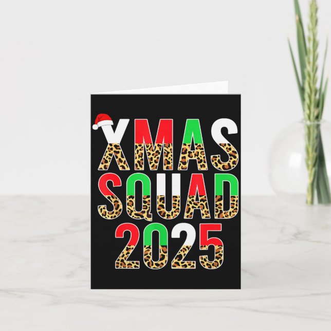 Carte Cute Christmas Xmas Squad 2025 Leopard Print Famil (Devant)