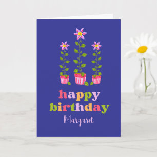 Carte Cute coloré Floral Personnalisé Marine Anniversair