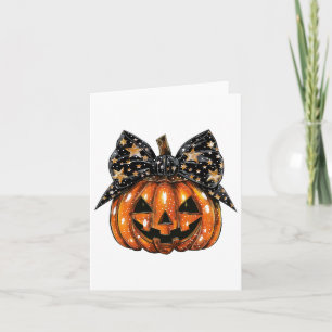 Carte Cute Coquette Bow Citrouille Halloween Femmes Éffr