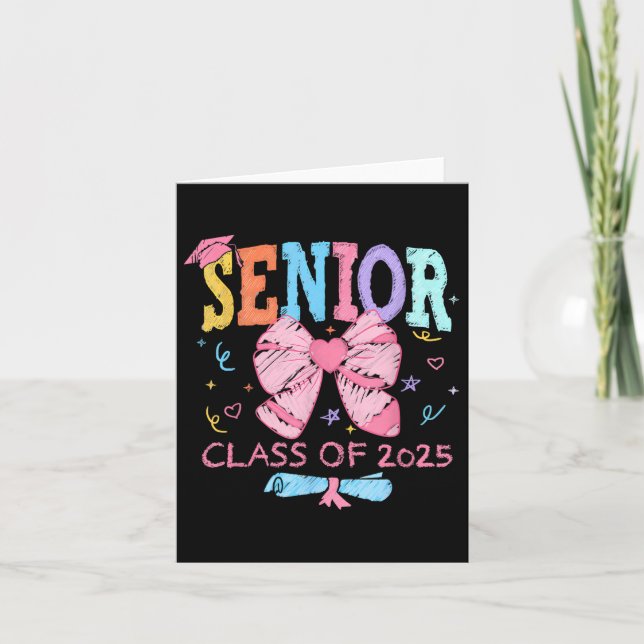 Carte Cute Coquette Bow Senior 2025 Cl De 2025 Graduatio (Devant)