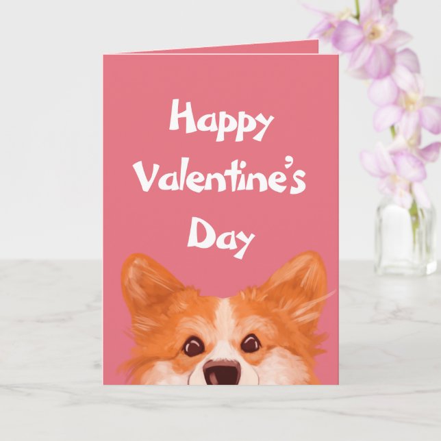 Carte Cute Corgi Saint Valentin Personnalisé (Orchidée)