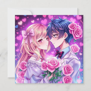 Carte Cute Couple Anime Personnalisé Saint Valentin