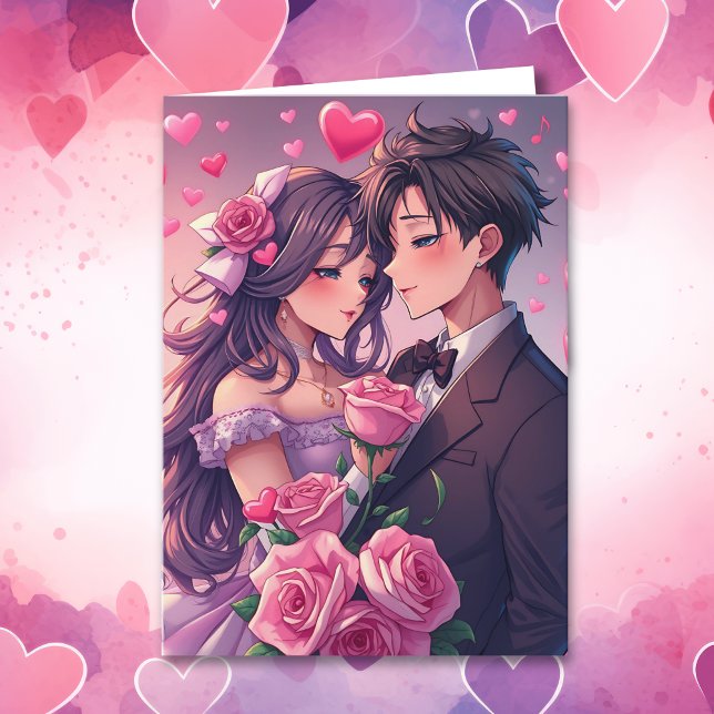 Carte Cute Couple Anime Personnalisé Saint Valentin (Créateur téléchargé)