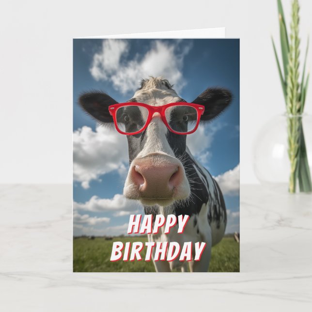 Carte Cute Cow Happy Birthday (Devant)