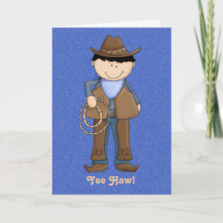 Carte Cute Cowboy sur Denim Birthday Card