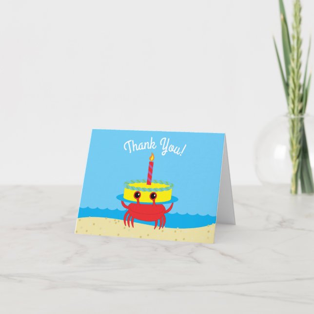 Carte Cute Crab Beach Fête d'anniversaire pour enfants (Devant)