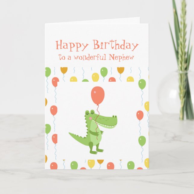 Carte Cute Crocodile Animal Grand Petit-fils Anniversair (Devant)