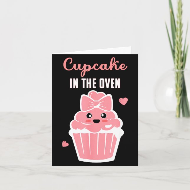 Carte Cute Cupcake In The Oven Gender Reveal Baby Girl  (Devant)