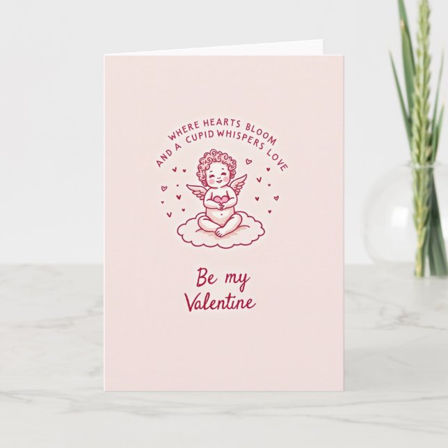 Carte Cute Cupid Valentine Heart Card (Devant)