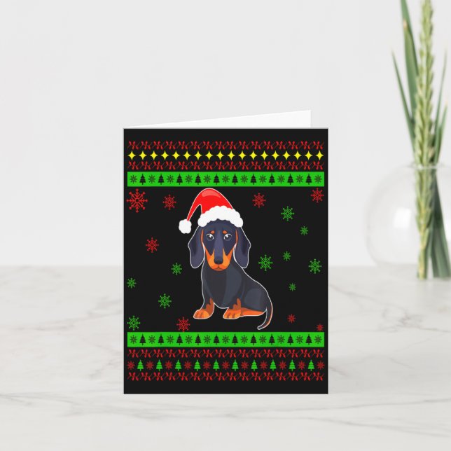 Carte Cute Dachshund Long Dog Mom Merry Xmas New Year  (Devant)