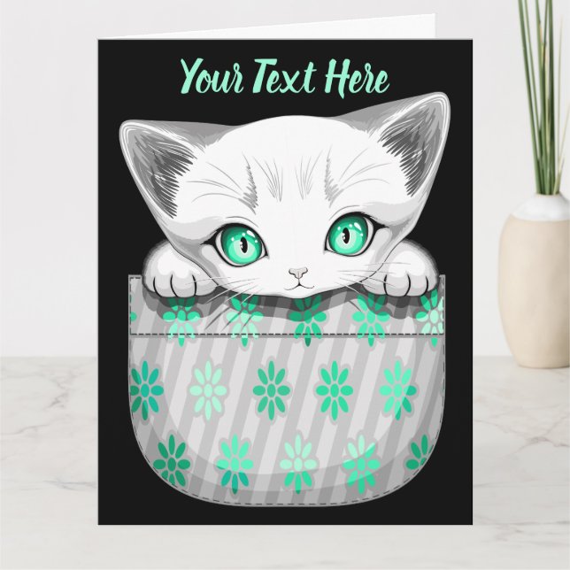 Carte Cute de chat et pointe joueuse à partir d'une poch (Devant)