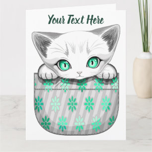 Carte Cute de chat et pointe joueuse à partir d'une poch