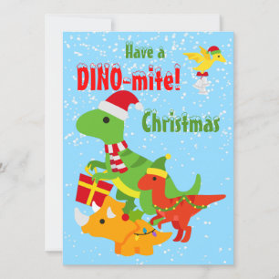 Carte Cute Dinosaur Dino-mite Appartement de Noël