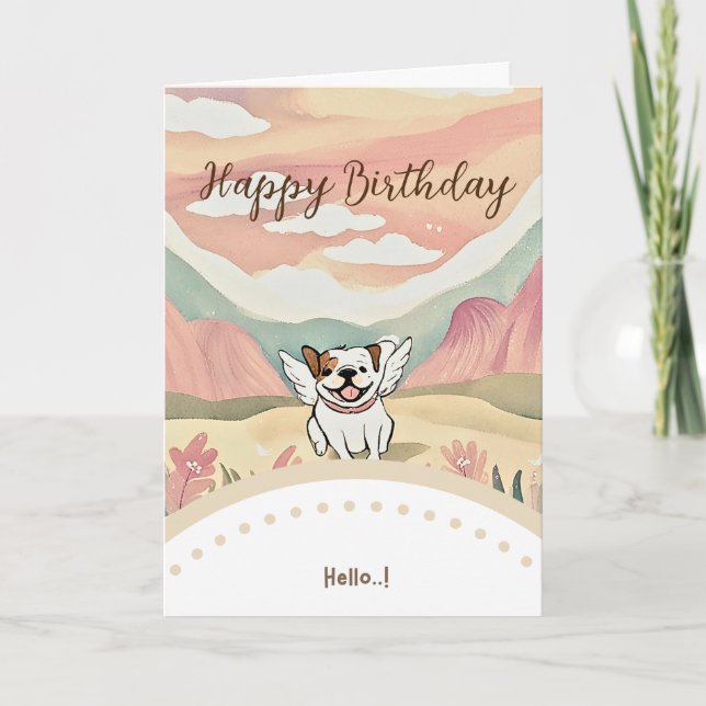 Carte cute dog happy birthday (Devant)