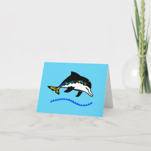 Carte Cute DOLPHIN - Graphique animal - Bleu