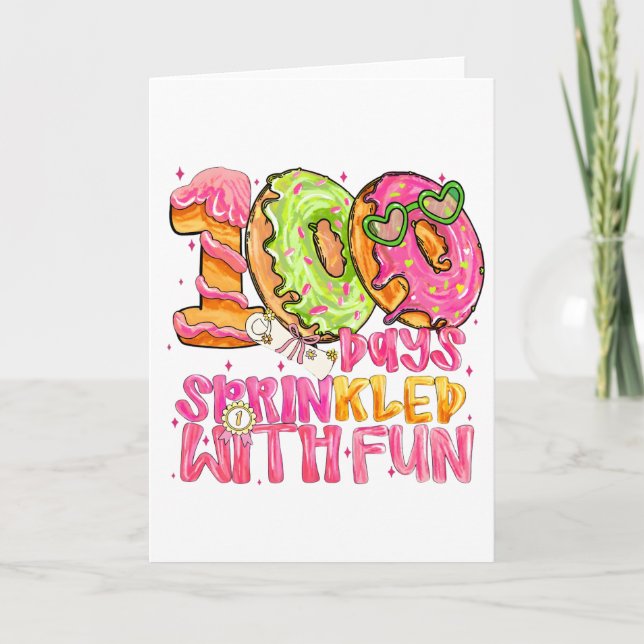Carte Cute Donut 100 Days Sprinkled With Fun School (Devant)
