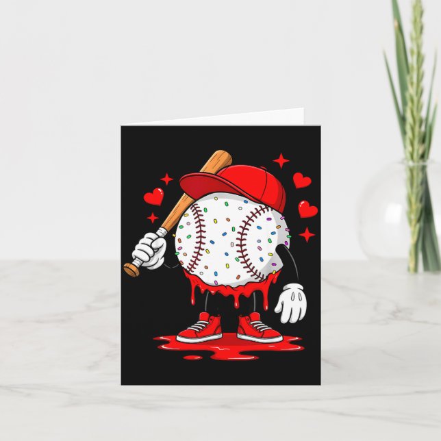 Carte Cute Dripng Baseball Lover Valentines Day Boys Kid (Devant)