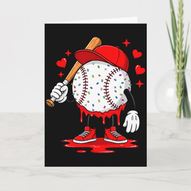 Carte Cute Dripping Baseball Lover Valentines Day Boys K (Devant)