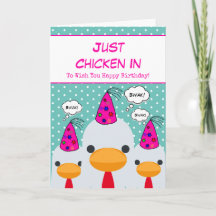 Cute Drôle Turquoise Juste Poulet Dans Joyeux Anni