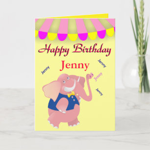 Carte Cute Elephant Circus Personalized Custom