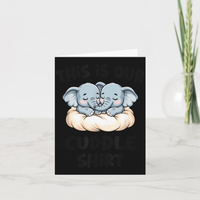 Carte Cute Elephant Couple This Is Our Cuddle  (Devant)
