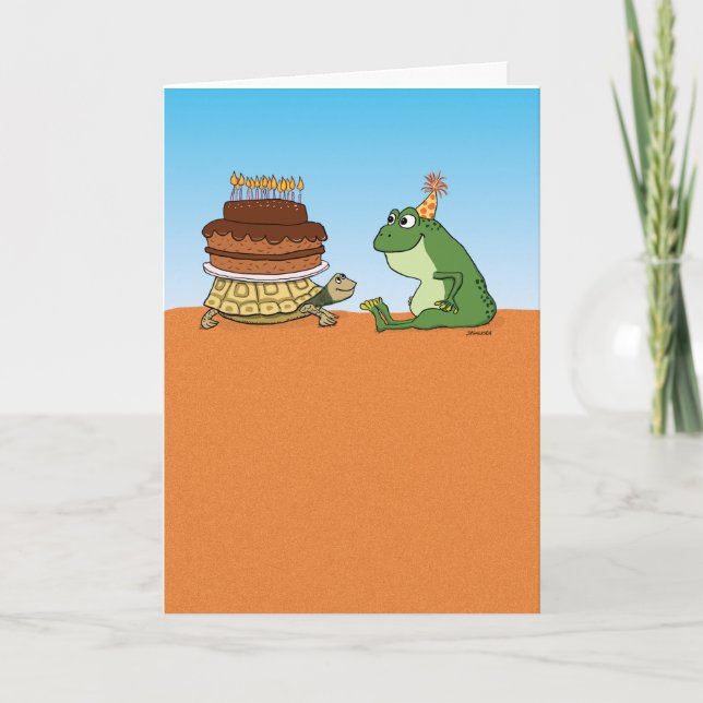 Carte Cute et Funny Turtle et Frog Birthday (Devant)