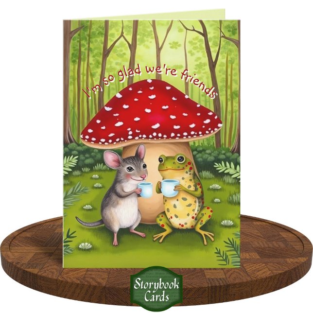 Carte Cute Fairy Tale Artwork Frog and Mouse Friing (Créateur téléchargé)