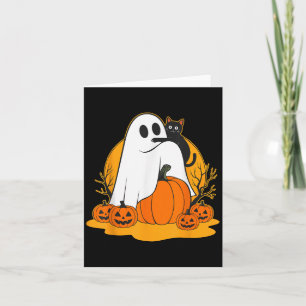 Carte Cute Fantôme Chat noir Citrouille Halloween Mer Éf