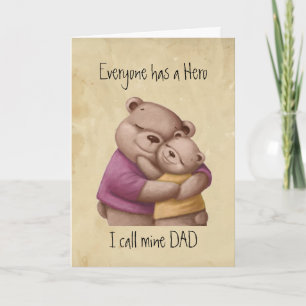 Carte Cute Father's Day, Dad my Hero, Bear Family Card