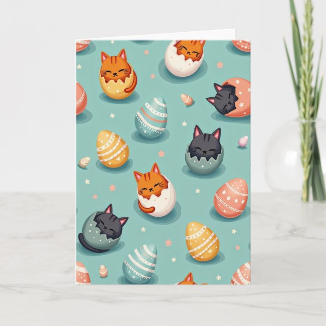 Carte Cute Feline Hatching Pattern Card (Devant)