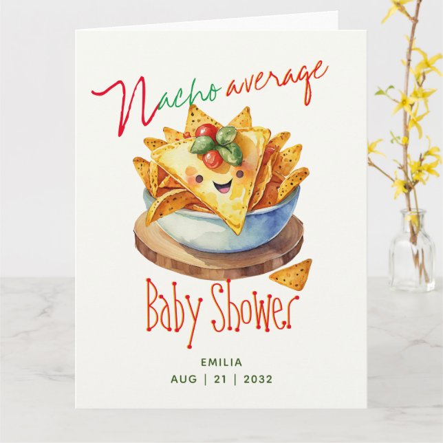 Carte Cute Fiesta Nacho Baby shower moyen personnalisé (Fleur jaune)