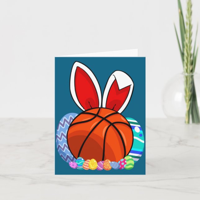 Carte Cute For Basketball Easter Egg Bunny (Devant)