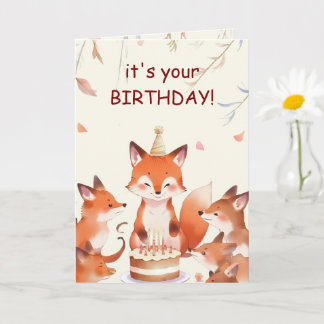 Carte Cute Fox Birthday Card for Kids