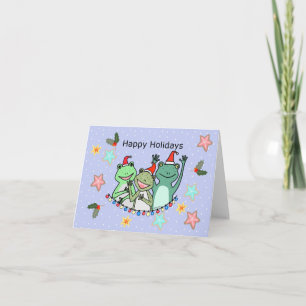 Carte Cute Frog avec Santa Hat Party Mode Fêtes amusante