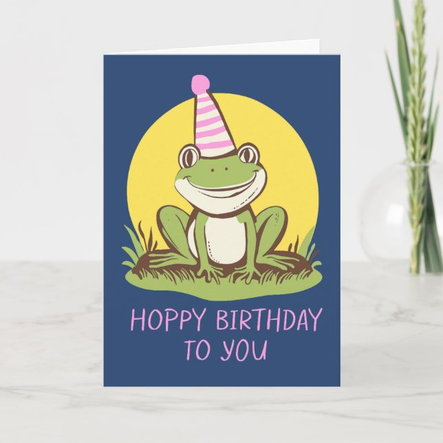 Carte Cute Frog Pun Anniversaire Whimsical Art coloré (Devant)