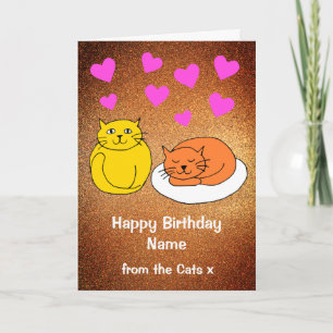 Carte Cute from the Cats Gold Parties scintillant Birthd